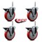 Service Caster 5 Inch Red Polyurethane Wheel Swivel 58 Inch Threaded Stem Caster Set with Brake SCC SCC-TS20S514-PPUB-RED-PLB-58212-4 - alternate 2